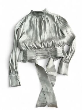 HYFVE Satin-Look Blouse in Light Sage Green